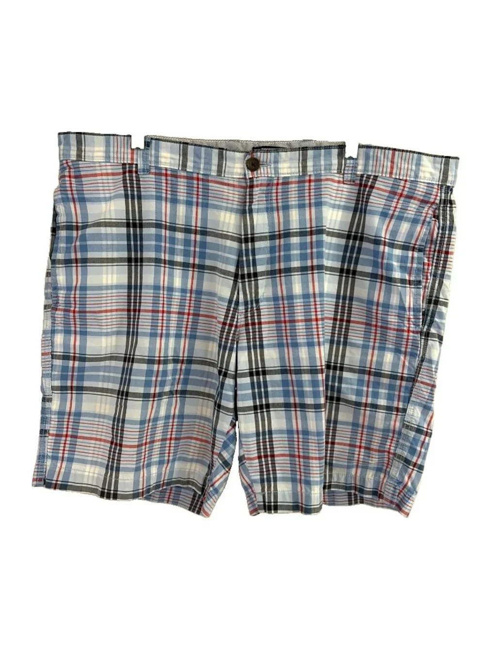 Club Room Men's Madras Shorts Size 40 Blue Plaid 100% Cotton Preppy Summer